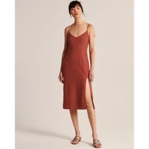 Abercrombie Linen Blend Tie-strap midi dress